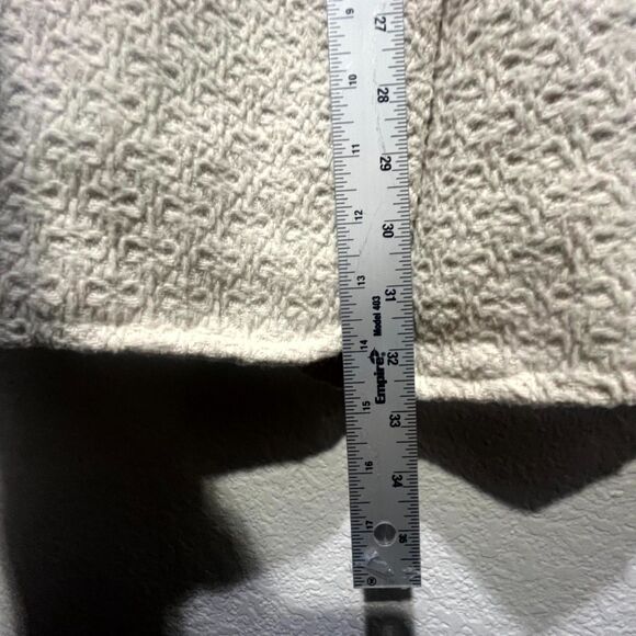 Vintage Pou Dou Dou Trench Coat Womens Large Beige Textured Printed Bow Shoulder - Picture 7 of 12